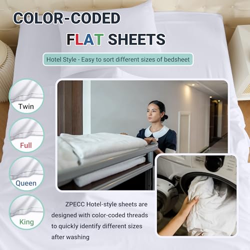 Twin Flat Bed Sheets, 4 Pack White Brushed Microfiber Hypoallergenic 66x96