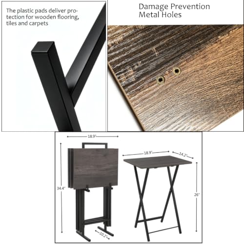 Folding TV Tray Table Set of 2, Portable Snack Side Tables for Small Spaces