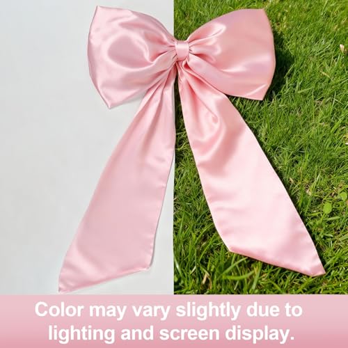 Giant Pink Satin Bow Wall Decor - 40x24 Oversized Coquette Room Decor