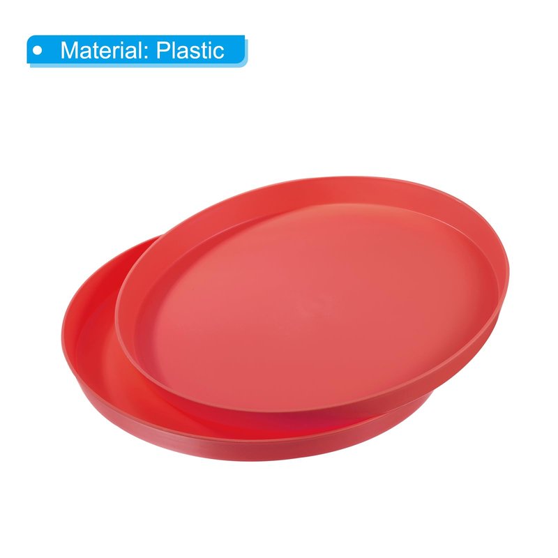 PATIKIL 14" Restaurant Serving Trays, 2 Pcs Round Non-Slip Food Service Tray Platter Reusable Plastic Fast Food Serving Tray for Bar Coffee Home Cafeteria Hotel, Red