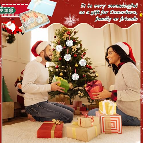 Barydat 12 Pcs Christmas Thank You Ornaments Ceramic – 6 Styles, 2 Each, Coworker Gift