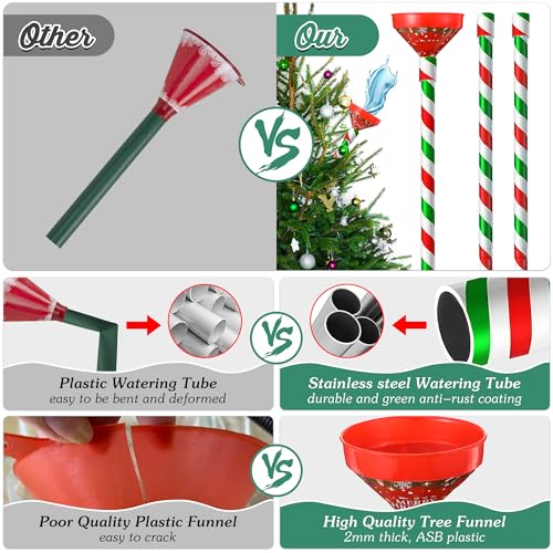 Dreyoo Christmas Tree Watering Funnel & 44-Inch Adjustable Watering Stick - Spill-Free Holiday Tree Care, Red & Green