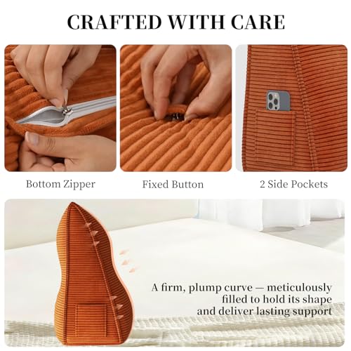 Wedge Pillow for Sitting Up in Bed - Corduroy Backrest Support
