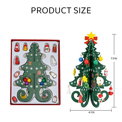 Spencer 2-Piece Wooden Mini Christmas Tree Set - 7.5 Inch Holiday Tabletop Decor