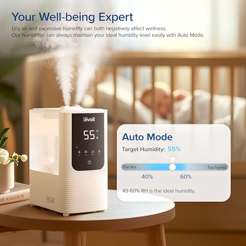 Smart Warm and Cool Mist Humidifier for Bedroom 4.5L Tank White