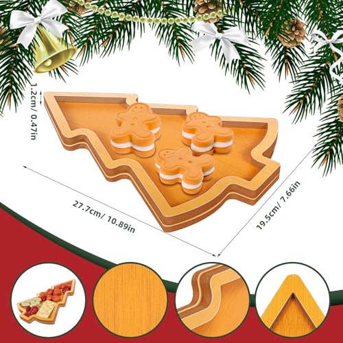 Christmas Tree Wooden Serving Tray - Holiday Appetizer & Dessert Platter