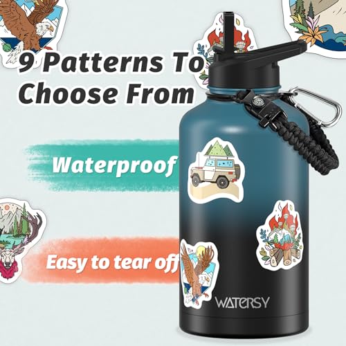 64 oz Insulated Water Bottle Half Gallon Stainless Steel Jug with Straw Lid