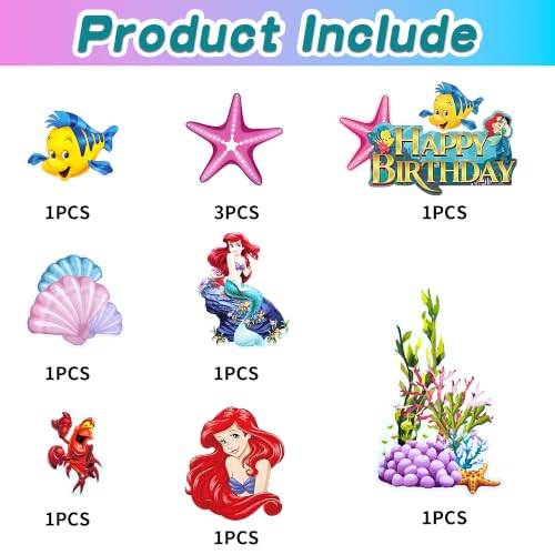 10-Piece Mermaid Cake Topper Set for Ocean Themed Birthday Parties