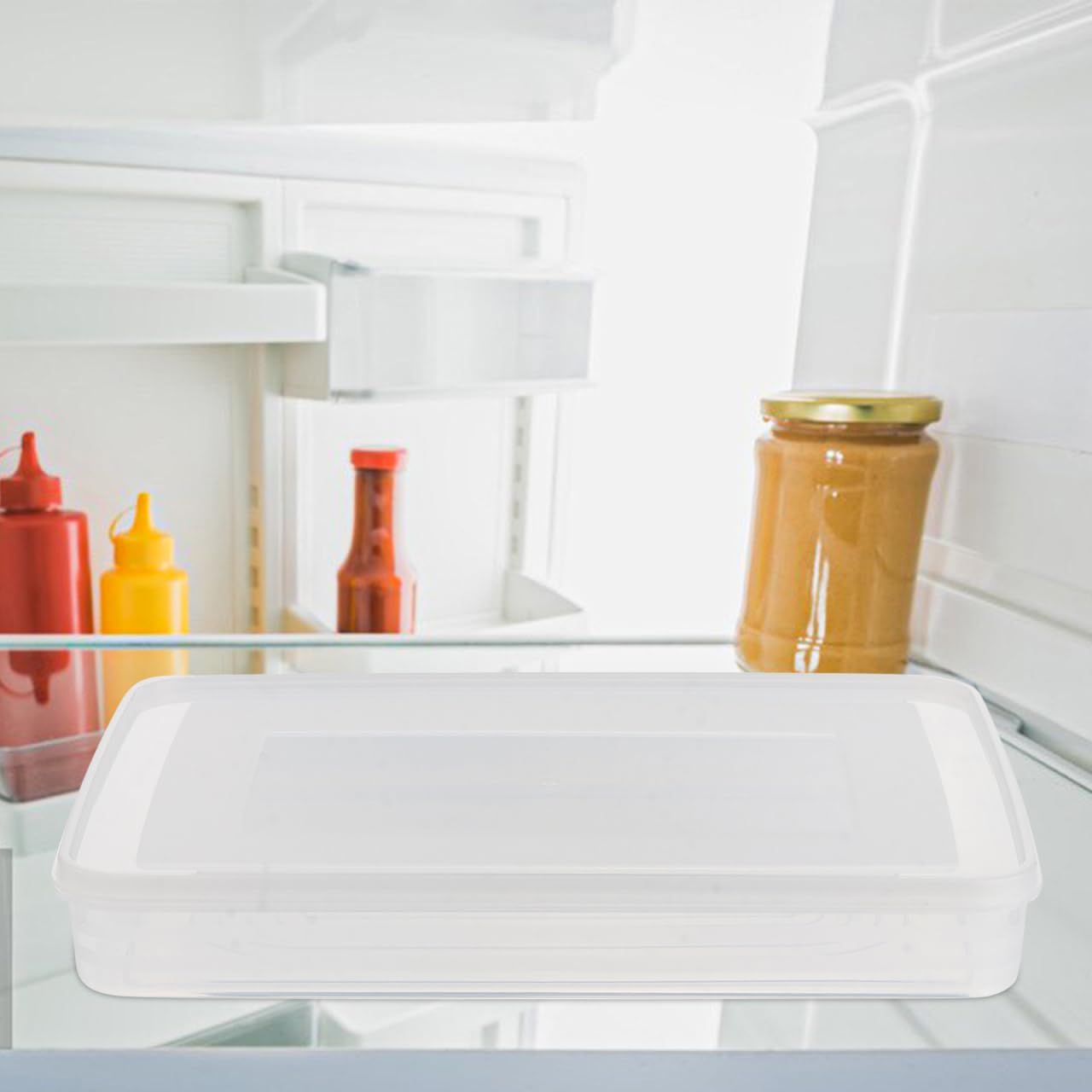 Uonlytech Large Airtight Dumpling Box - Clear Veggie Tray with Lid | Refrigerator Egg Storage Container