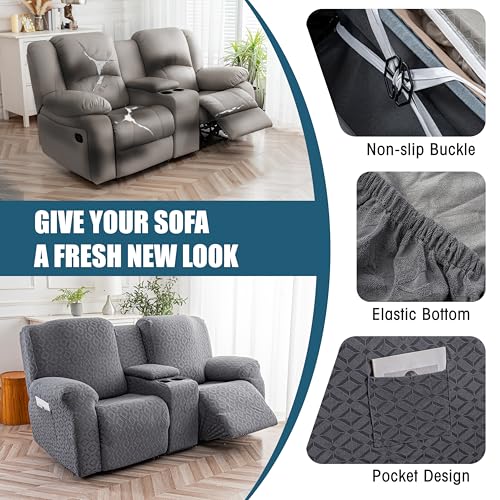 Waterproof Recliner Loveseat Cover with Console - Dark Gray