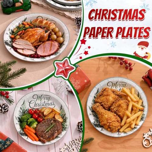 Christmas Disposable Paper Plates & Napkins Set - Heavy Duty Holiday Partyware