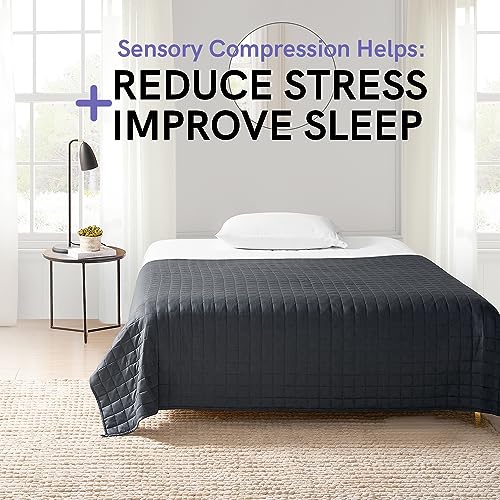 YnM 15lbs Weighted Blanket for Adults - 48x72 Cooling Glass Beads (Dark Grey)