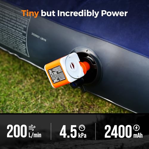 Portable Electric Air Pump for Inflatables with 2400mAh Battery & LED Light