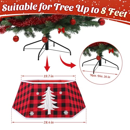EverMerry Foldable 26’’ Christmas Tree Collar & Skirt in Red & Black Plaid - Modern Holiday Decor