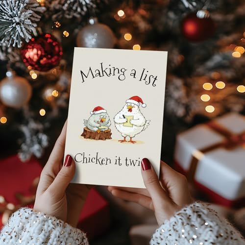 Nchigedy Cute Chicken Christmas Card - Variation #2, Funny Holiday Card for Family