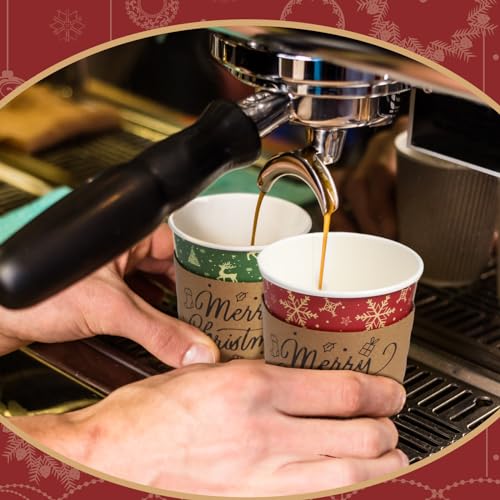 Hushee 100 Set 12 oz Christmas Disposable Coffee Cups with Black Lids