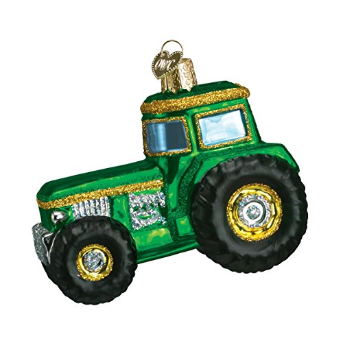 Handcrafted Glass Tractor Christmas Tree Ornament, Holiday Decoration