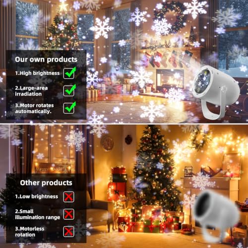 Snowflake Pattern LED Projector Lights for Indoor Holiday Decorations - White - 1 Pack
