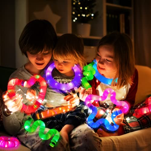 Kannove Light Up Pop Tubes LED Glow Sticks Fidget Toys for Kids