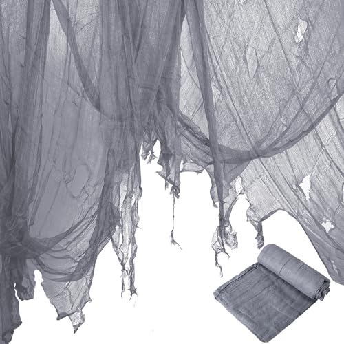Gray Halloween Creepy Cloth Decoration - 200" x 40" Spooky Gauze Fabric