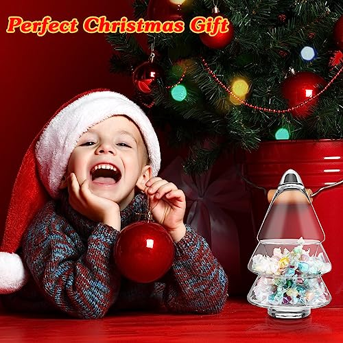 Sliner Glass Christmas Tree Candy Jar with Lid, 9" x 5" Clear