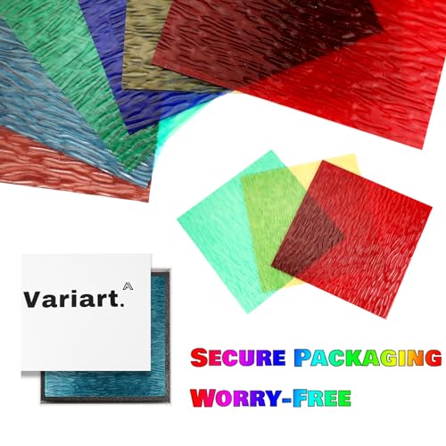 12x12 Inch Stained Glass Panels - 6 Clear Textured Sheets for Crafts