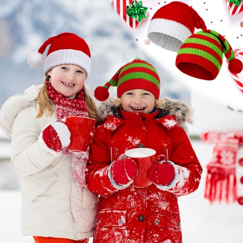 Funtery 10 Pcs Christmas Elf Hats Beanies for Adults - Knit Santa Caps