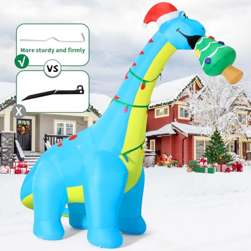 10FT Christmas Dinosaur Inflatable Yard Decor with Christmas Tree Lights