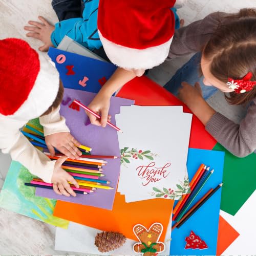 Christmas Thank You Cards with Envelopes 3.5 x 5 In sunken greenery design