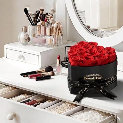 16 Preserved Red Roses in a Box - Eternal Real Rose Gift for Women