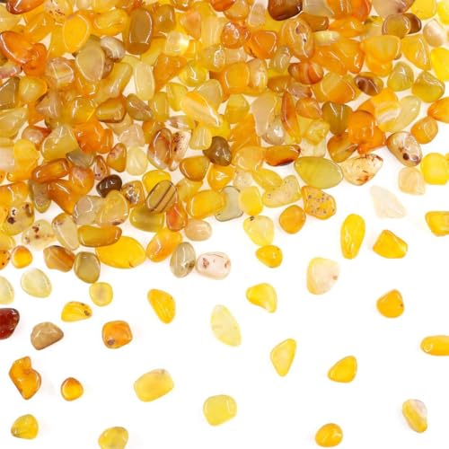 Natural Tumbled Agate Quartz Crystals 1 lb - Polished Yellow Stones