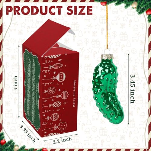 KYCENTA Large German Pickle Ornament - Blown Glass Christmas Pickle for Tree