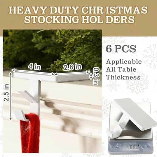 3 Pack Heavy Duty Metal Stocking Holders for Mantle, 2-in-1 Garland Hangers