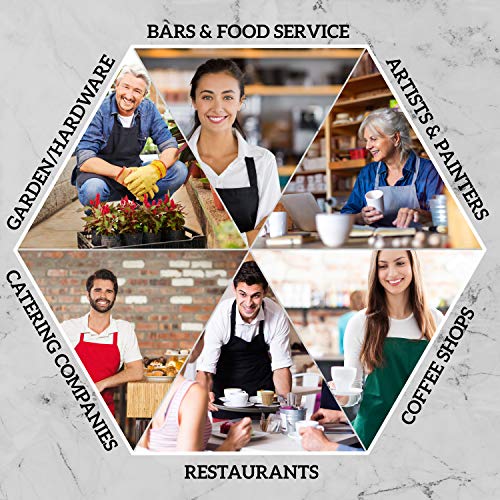 12 Pack Black Bib Aprons - Unisex Heavy Duty Polyester Kitchen Cooking Aprons