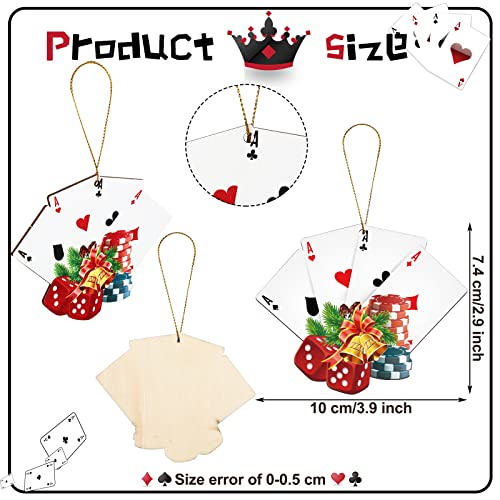 Christmas Wooden Playing Card Ornaments Set - Holiday Tree Decorations