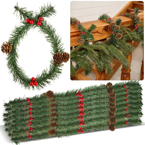 Zhengmy 30 Pcs Christmas Garland Ties with Pinecones & Red Berries, 20in – Pinecone & Red Berry Variation