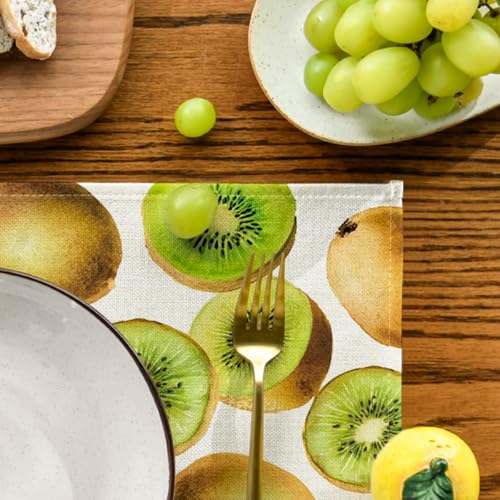 Artoid Mode Kiwi Fruit Summer Placemat Set of 4, 12x18 Inch Green Table Mats for Dining & Parties