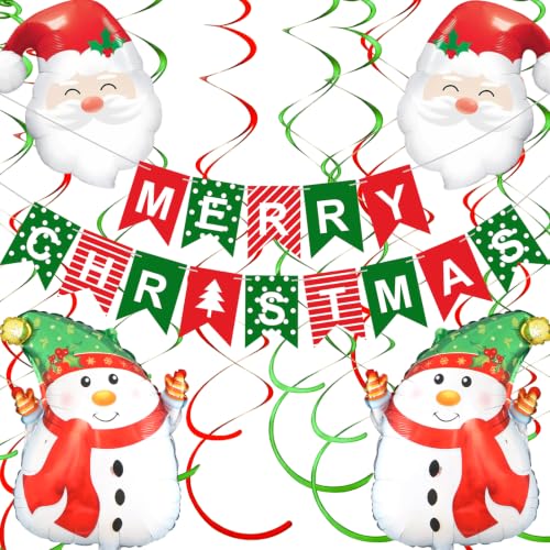Christmas Party Decorations Bundle with Banner, Balloons & Streamers