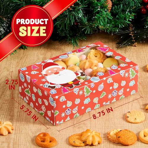 JOYIN 24-Pack Christmas Foil Treat Box with Window, 8.75 x 5.75 x 2.75in, Red/Green/White | Holiday Gift Boxes
