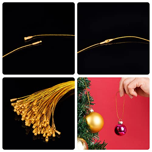 100-Piece Metal Christmas Ornament Caps and Hanger Strings for DIY Crafts