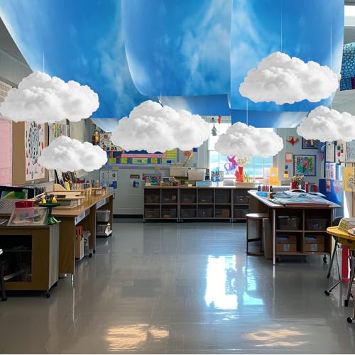 9-Piece Blue Sky and Cloud Ceiling Decoration Set for Party and Classroom
