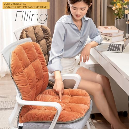 High Back Desk Chair Cushion, Soft Velvet Seat Pad with Ties, 38 x 18 Inch