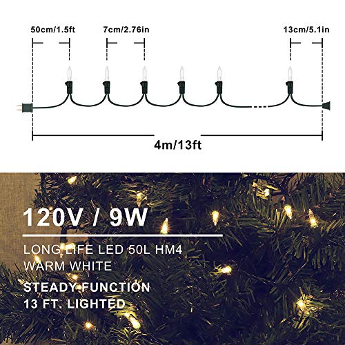 Hopolon 2 Pack Warm White Christmas Lights 13FT Incandescent Mini Lights