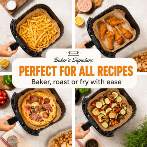 Air Fryer Paper Liners 8 Inch Square 125Pcs Disposable Non-Stick