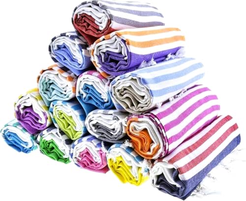 Oversized Turkish Cotton Beach Towels - 6-Piece Set, 72x40 Inch, Sand-Free