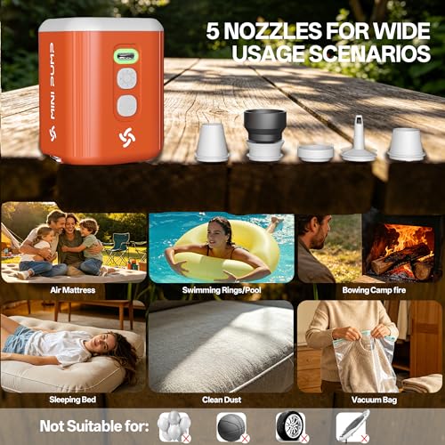 Portable Air Mattress Pump with 3-Level Camping Light