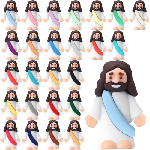 25 Pcs Mini Rubber Jesus Figurines Religious Party Favors Sunday School Gifts