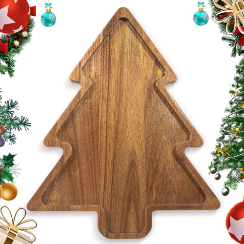 Acacia Wood Christmas Tree Charcuterie Board - Holiday Serving Platter