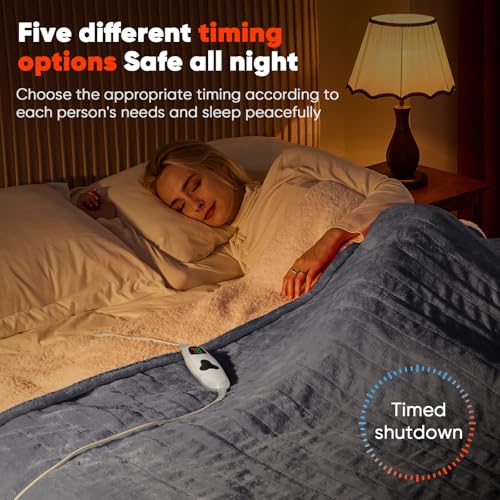 Electric Heated Throw Blanket 50x60, 10 Heat Levels & Auto-Off, Misty Grey