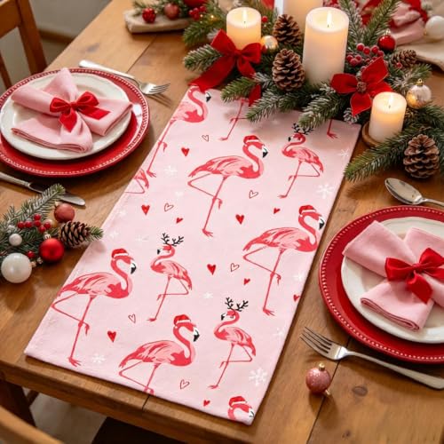 Christmas Flamingo Hand Towels - Soft Holiday Kitchen & Bathroom Decor, 13.6 x 29 Inch
